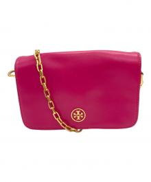 TORY BURCH（トリーバーチ）の古着「サフィアーノレザーショルダーバッグ」｜パープル