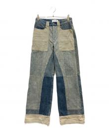 MARINE SERRE（マリーンセル）の古着「Regenerated Denim Wide Leg Pants」｜インディゴ