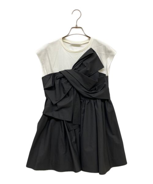 CELFORD（セルフォード）CELFORD (セルフォード) ビックリボンカットトップス ホワイト×ブラック サイズ:Freeの古着・服飾アイテム