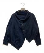Y'sワイズ）の古着「アシンメトリー ドット ニット カーディガン」｜ブラック