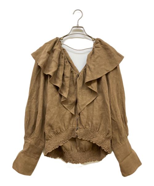 CHAOS（カオス）CHAOS (カオス) リネン オーバーカラーソリットブラウス ブラウン サイズ:SIZE Freeの古着・服飾アイテム