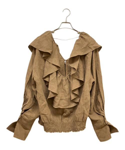 CHAOS（カオス）CHAOS (カオス) リネン オーバーカラーソリットブラウス ブラウン サイズ:SIZE Freeの古着・服飾アイテム