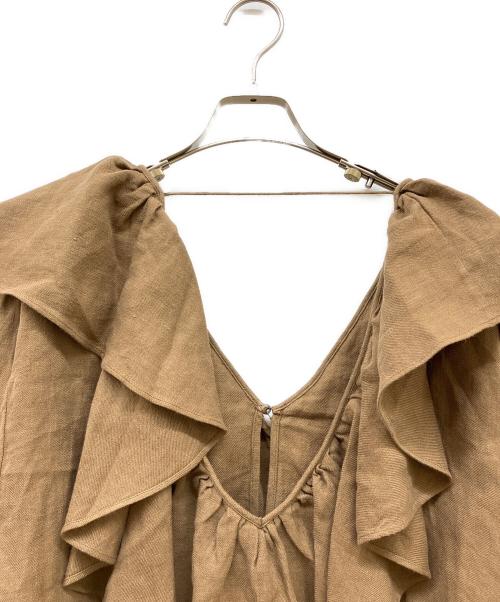 CHAOS（カオス）CHAOS (カオス) リネン オーバーカラーソリットブラウス ブラウン サイズ:SIZE Freeの古着・服飾アイテム