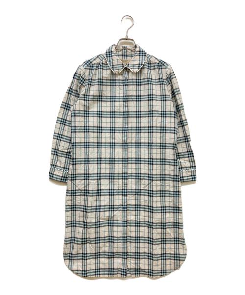BURBERRY LONDON（バーバリーロンドン）BURBERRY LONDON (バーバリーロンドン) 丸襟ワンピース グレー×ブルー サイズ:SIZE UK 6の古着・服飾アイテム