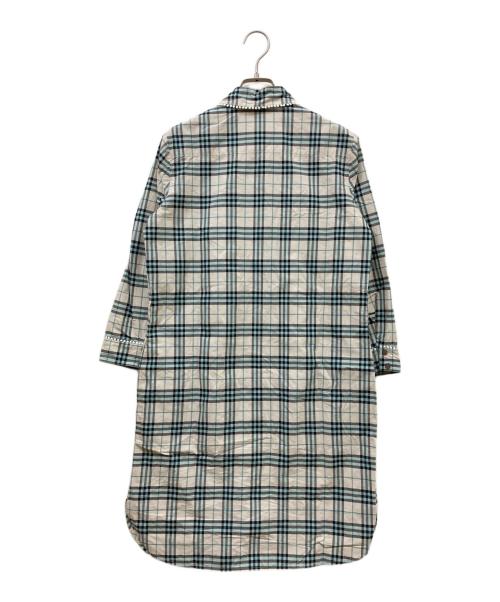 BURBERRY LONDON（バーバリーロンドン）BURBERRY LONDON (バーバリーロンドン) 丸襟ワンピース グレー×ブルー サイズ:SIZE UK 6の古着・服飾アイテム