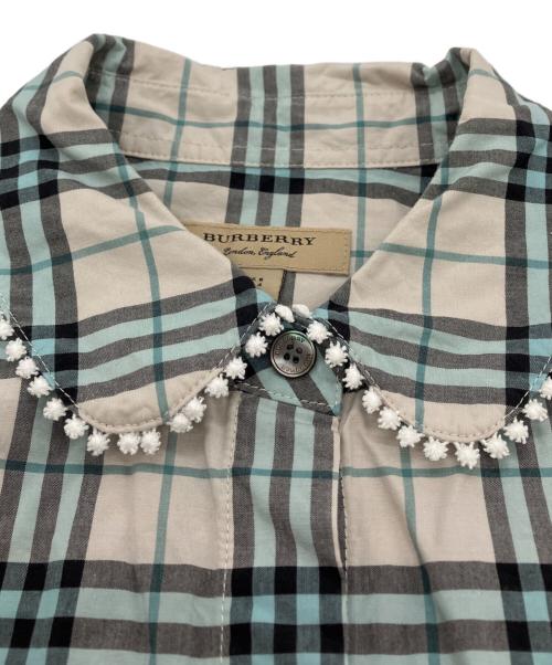 BURBERRY LONDON（バーバリーロンドン）BURBERRY LONDON (バーバリーロンドン) 丸襟ワンピース グレー×ブルー サイズ:SIZE UK 6の古着・服飾アイテム