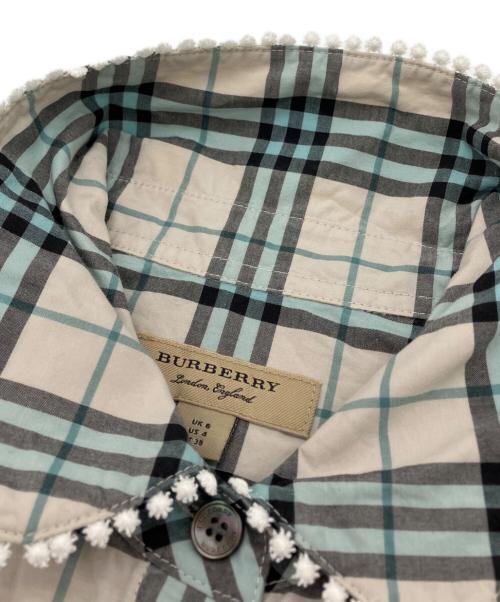 BURBERRY LONDON（バーバリーロンドン）BURBERRY LONDON (バーバリーロンドン) 丸襟ワンピース グレー×ブルー サイズ:SIZE UK 6の古着・服飾アイテム
