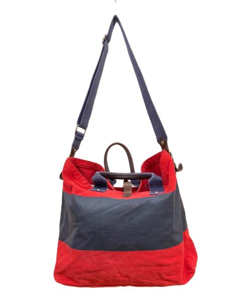 RALPH LAUREN RUGBY（ラルフローレンラグビー）RALPH LAUREN RUGBY (ラルフローレンラグビー) 2wayキャンバストートバッグ ブルー×レッドの古着・服飾アイテム