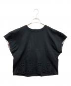 BLUE LABEL CRESTBRIDGEブルーレーベルクレストブリッジ）の古着「カットワーク刺繍Tシャツ」｜ブラック
