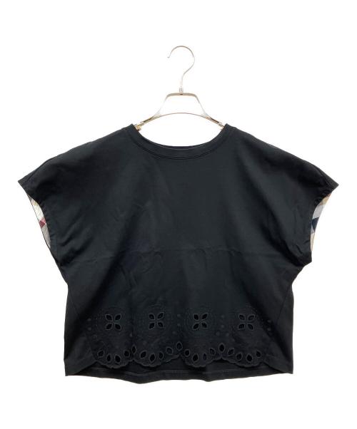 BLUE LABEL CRESTBRIDGE（ブルーレーベルクレストブリッジ）BLUE LABEL CRESTBRIDGE (ブルーレーベルクレストブリッジ) カットワーク刺繍Tシャツ ブラック サイズ:38の古着・服飾アイテム