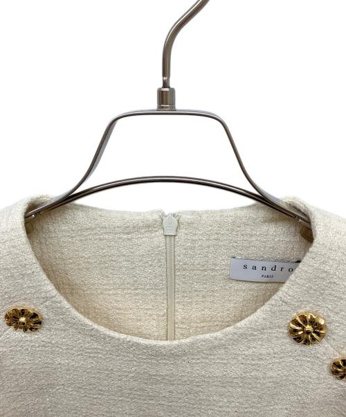 Sandro（サンドロ）Sandro (サンドロ) Short Tweed Dress ホワイト サイズ:36 未使用品の古着・服飾アイテム