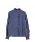 SEZANE（セザンヌ）の古着「CHLOシルクフリルシャツブラウス」｜ネイビー