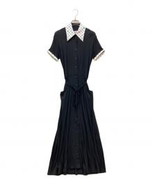 HVN（ヘイチヴィーエヌ）の古着「Ava Short Sleeve Jersey Dress」｜ブラック