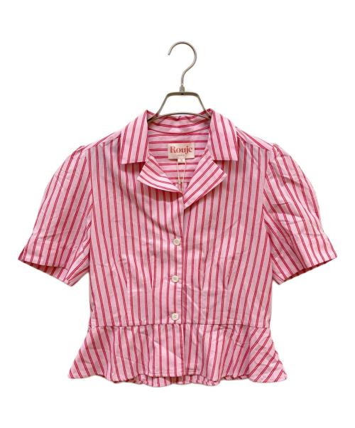 Rouje（ルージュ）Rouje (ルージュ) パフスリーブオープンカラーシャツ ピンク サイズ:36 未使用品の古着・服飾アイテム
