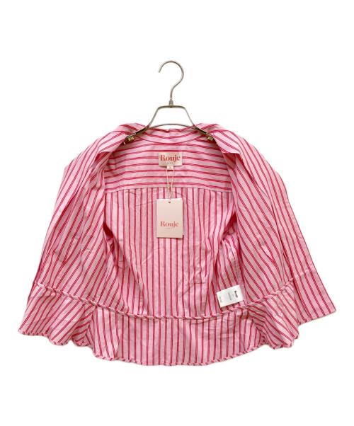 Rouje（ルージュ）Rouje (ルージュ) パフスリーブオープンカラーシャツ ピンク サイズ:36 未使用品の古着・服飾アイテム