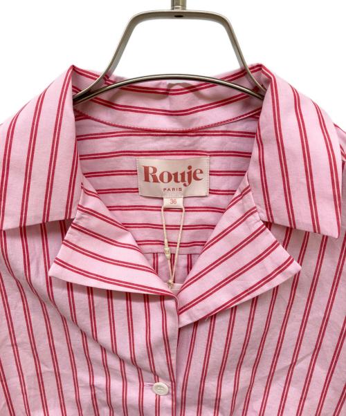 Rouje（ルージュ）Rouje (ルージュ) パフスリーブオープンカラーシャツ ピンク サイズ:36 未使用品の古着・服飾アイテム
