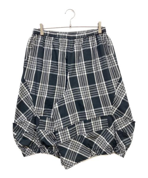 MOYURU（モユル）MOYURU (モユル) 変形サルエルチェックパンツ ブラック×ホワイト サイズ:40の古着・服飾アイテム