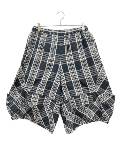 MOYURU（モユル）MOYURU (モユル) 変形サルエルチェックパンツ ブラック×ホワイト サイズ:40の古着・服飾アイテム