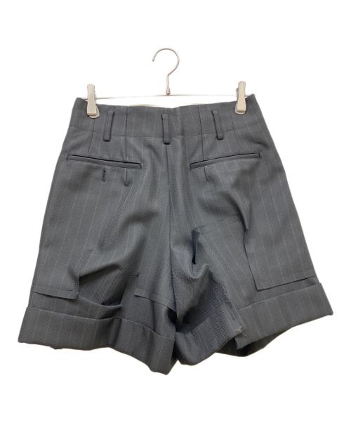 COMME des GARCONS（コムデギャルソン）COMME des GARCONS (コムデギャルソン) ダメージ加工2タックストライプハーフパンツ ブラック サイズ:SIZE Sの古着・服飾アイテム