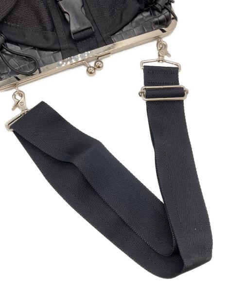JUNYA WATANABE COMME des GARCONS（(ジュンヤワタナベ コムデギャルソン）JUNYA WATANABE COMME des GARCONS ((ジュンヤワタナベ コムデギャルソン) クロコ型押しがま口ショルダーバッグ ブラックの古着・服飾アイテム