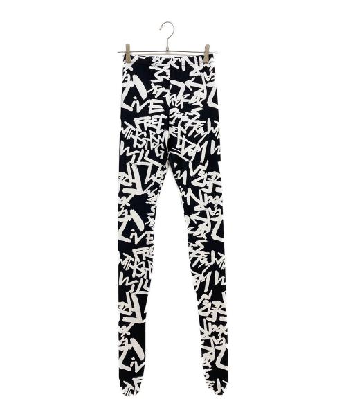 COMME des GARCONS（コムデギャルソン）COMME des GARCONS (コムデギャルソン) グラフィティプリントストレッチレギンスパンツ ブラック×ホワイト サイズ:Sの古着・服飾アイテム