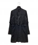 COMME des GARCONSコムデギャルソン）の古着「レースドッキングシースルーロングシャツ」｜ブラック
