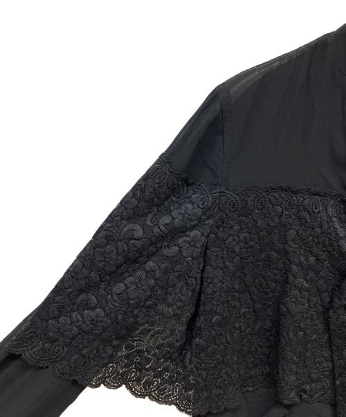 COMME des GARCONS（コムデギャルソン）COMME des GARCONS (コムデギャルソン) レースドッキングシースルーロングシャツ ブラック サイズ:Sの古着・服飾アイテム