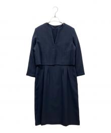 BARNEYS NEWYORK（バーニーズ・ニューヨーク）の古着「セットアップタックドレス」｜ネイビー