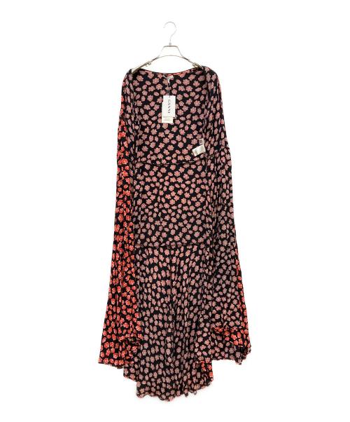 GANNI（ガニー）GANNI (ガニー) TOMORROW LAND (トゥモローランド) 花柄ラップワンピース レッド×ブラック サイズ:34 未使用品の古着・服飾アイテム