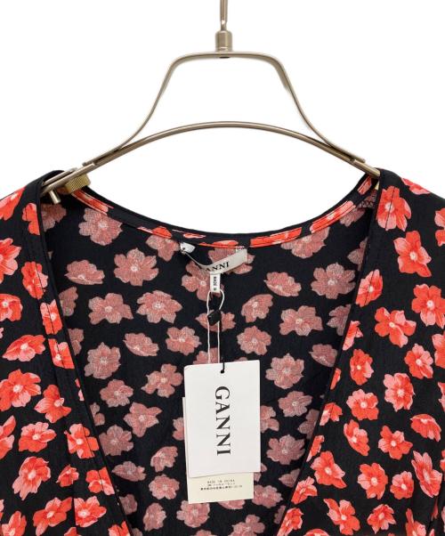 GANNI（ガニー）GANNI (ガニー) TOMORROW LAND (トゥモローランド) 花柄ラップワンピース レッド×ブラック サイズ:34 未使用品の古着・服飾アイテム