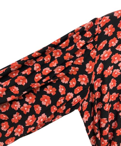 GANNI（ガニー）GANNI (ガニー) TOMORROW LAND (トゥモローランド) 花柄ラップワンピース レッド×ブラック サイズ:34 未使用品の古着・服飾アイテム