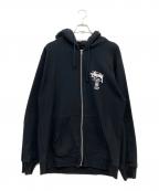 stussyステューシー）の古着「WORLD TOUR ZIP HOODIE」｜ブラック