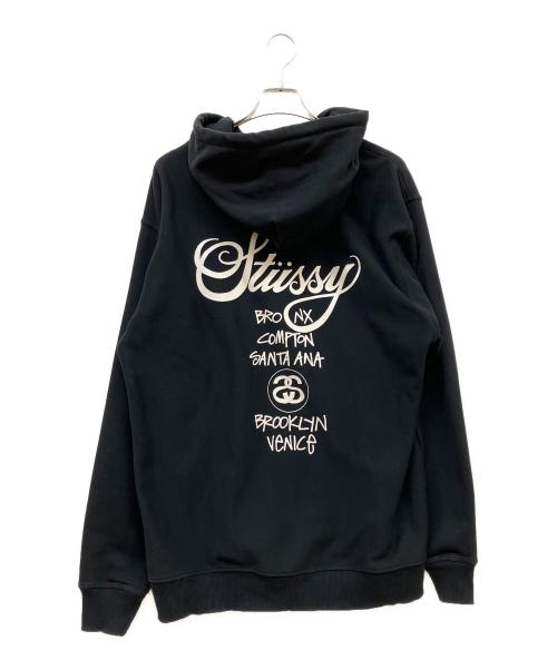 stussy（ステューシー）stussy (ステューシー) WORLD TOUR ZIP HOODIE ブラック サイズ:SIZE Lの古着・服飾アイテム