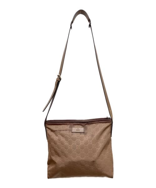 GUCCI（グッチ）GUCCI (グッチ) GGロゴナイロンショルダーバッグ ブラウン サイズ:-の古着・服飾アイテム