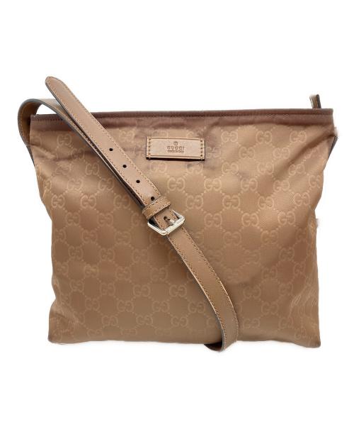 GUCCI（グッチ）GUCCI (グッチ) GGロゴナイロンショルダーバッグ ブラウン サイズ:-の古着・服飾アイテム
