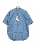 AURALEEオーラリー）の古着「WASHED FINX TWILL HALF SLEEVED P/O SHIRT」｜ブルー