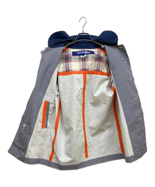 COMME des GARCONS JUNYA WATANABE MAN（コム デ ギャルソン ジュンヤ ワタナベ マン）COMME des GARCONS JUNYA WATANABE MAN (コム デ ギャルソン ジュンヤ ワタナベ マン) ゴム引きコート ホワイト×ネイビー サイズ:XSの古着・服飾アイテム