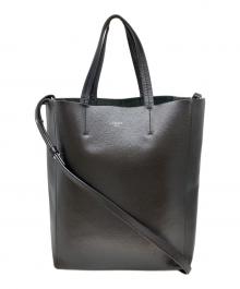 CELINE（セリーヌ）の古着「バーティカルカバスモールレザー2WAYショルダーバッグ」｜ブラック