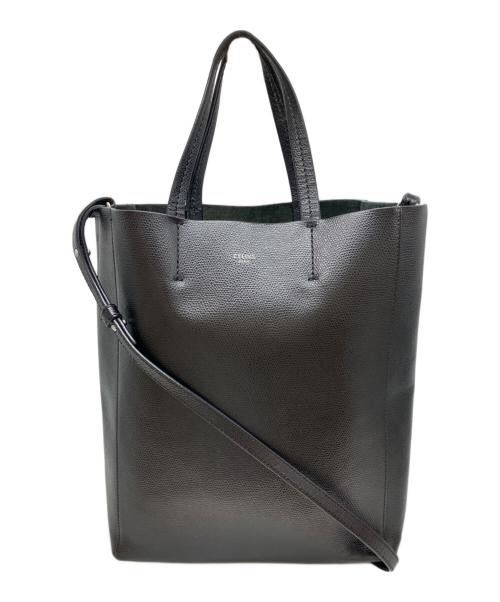 CELINE（セリーヌ）CELINE (セリーヌ) バーティカルカバスモールレザー2WAYショルダーバッグ ブラックの古着・服飾アイテム
