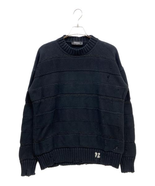 DSQUARED2（ディースクエアード）DSQUARED2 (ディースクエアード) ダメージ加工ニット ブラック サイズ:Mの古着・服飾アイテム