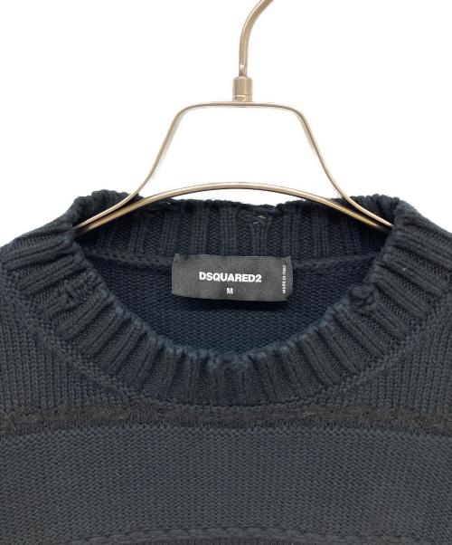 DSQUARED2（ディースクエアード）DSQUARED2 (ディースクエアード) ダメージ加工ニット ブラック サイズ:Mの古着・服飾アイテム