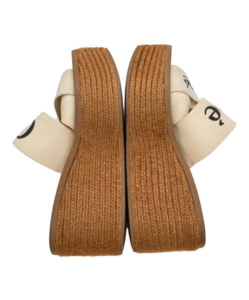 Chloe（クロエ）Chloe (クロエ) WOODYウェッジエスパドリーユ ホワイト×ブラウン サイズ:37の古着・服飾アイテム
