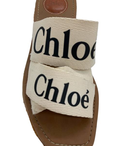 Chloe（クロエ）Chloe (クロエ) WOODYウェッジエスパドリーユ ホワイト×ブラウン サイズ:37の古着・服飾アイテム