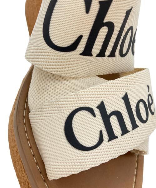 Chloe（クロエ）Chloe (クロエ) WOODYウェッジエスパドリーユ ホワイト×ブラウン サイズ:37の古着・服飾アイテム