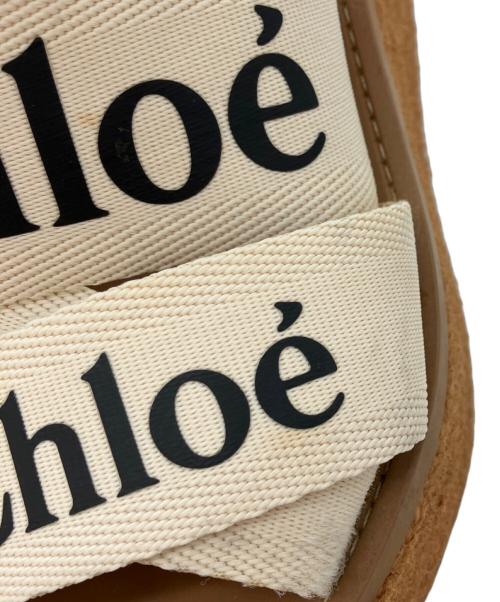 Chloe（クロエ）Chloe (クロエ) WOODYウェッジエスパドリーユ ホワイト×ブラウン サイズ:37の古着・服飾アイテム