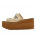 Chloe (クロエ) WOODYウェッジエスパドリーユ ホワイト×ブラウン サイズ:37：25000円