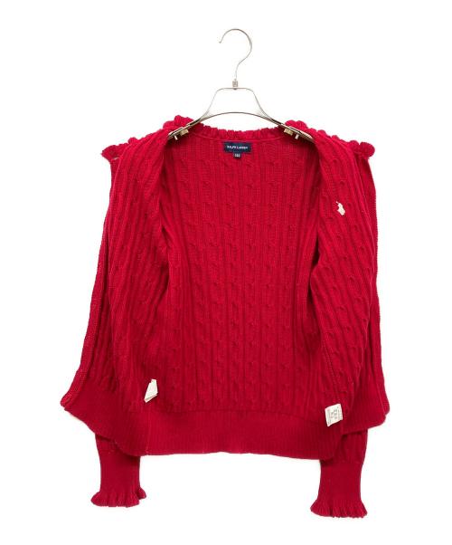 RALPH LAUREN（ラルフローレン）RALPH LAUREN (ラルフローレン) ケーブルニットカーディガン レッド サイズ:160cmの古着・服飾アイテム