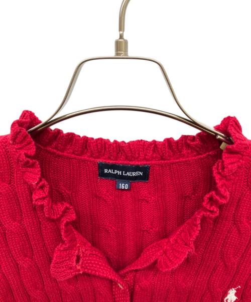 RALPH LAUREN（ラルフローレン）RALPH LAUREN (ラルフローレン) ケーブルニットカーディガン レッド サイズ:160cmの古着・服飾アイテム