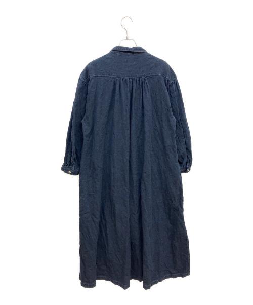 GRAPH ZERO（グラフゼロ）GRAPH ZERO (グラフゼロ) プリーテッドドレスシャツワンピース インディゴ サイズ:Fの古着・服飾アイテム