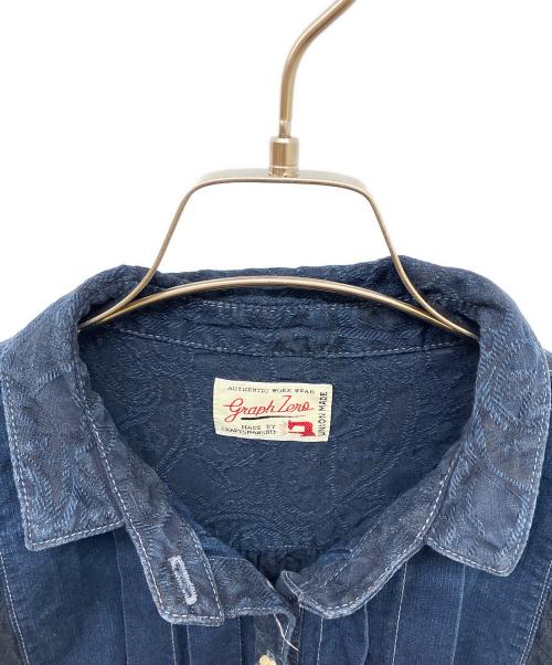 GRAPH ZERO（グラフゼロ）GRAPH ZERO (グラフゼロ) プリーテッドドレスシャツワンピース インディゴ サイズ:Fの古着・服飾アイテム